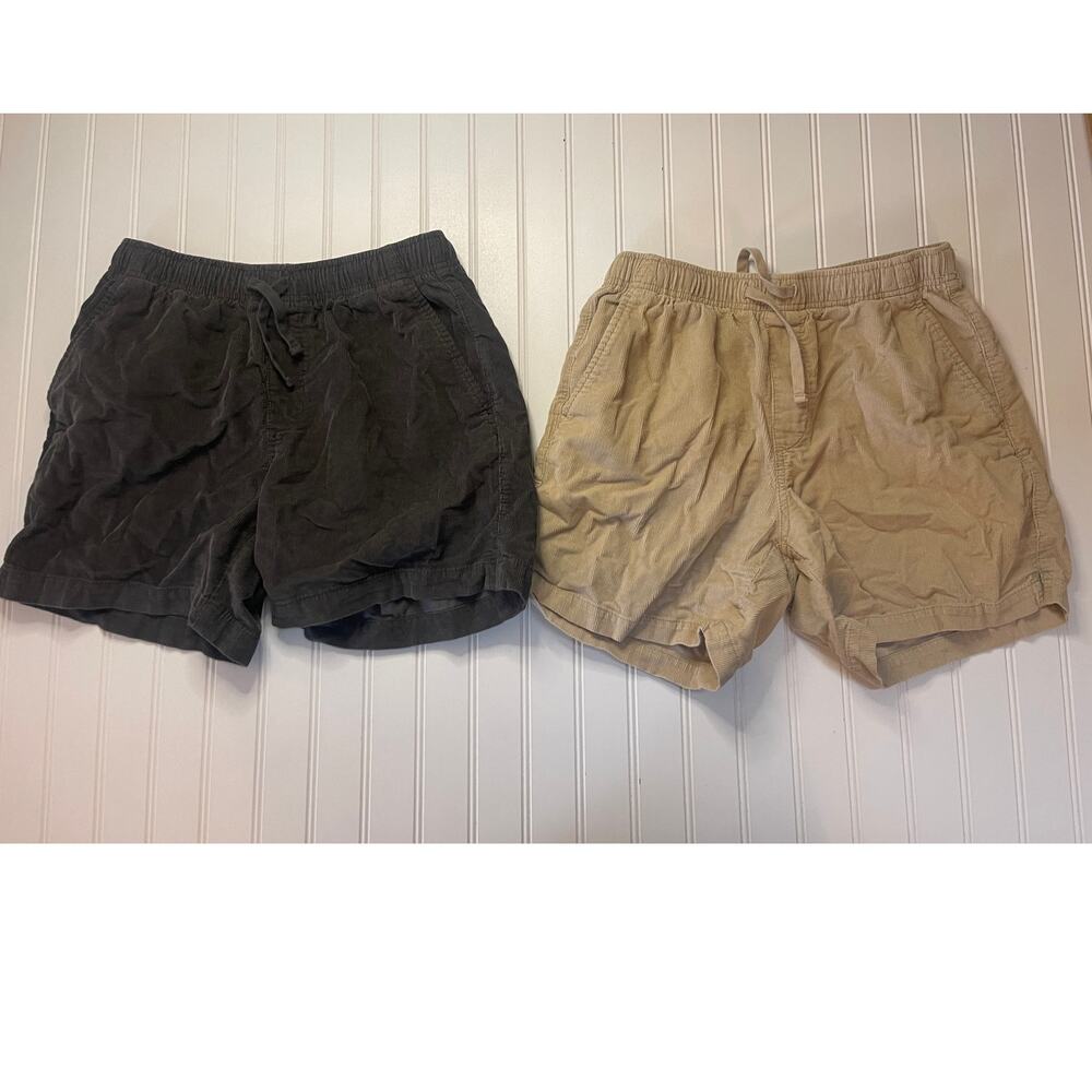 2 Pair Bundle Old Navy Corduroy Jogger Shorts Khaki Gray 5" Inseam Mens XS